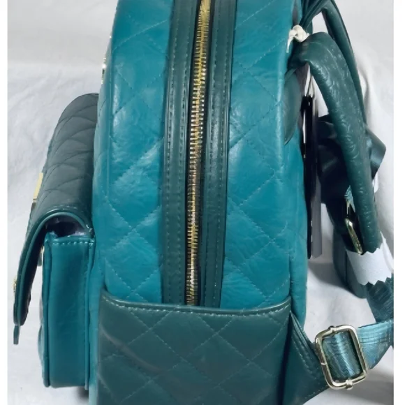 Loungefly Teal Quilted Mini Backpack with Chip & Dale Pin - Picture 6 of 6